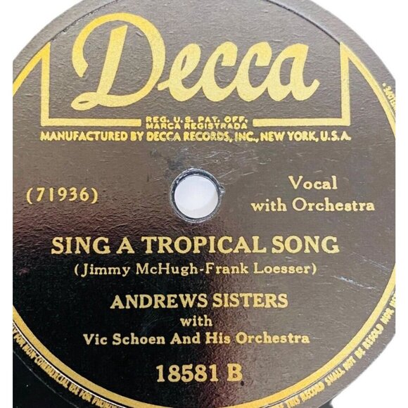Andrews Sisters Therell Be A Jubilee 10 Inch Shellac 78 RPM Decca 18581 Vintage - Picture 4 of 4